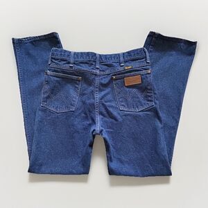 Vtg Wrangler Jeans Mens 33x32 Dark Wash Western Bootcut Denim Pants 936DEN